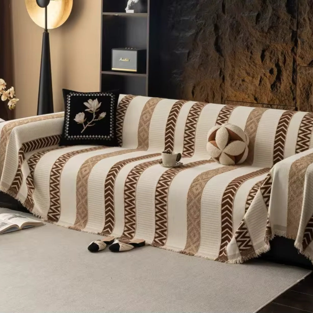 Skanto | Chevron-mønster Chenille-sofa trekk
