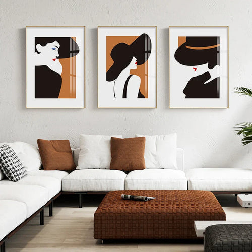 Big Hat Fashion Chic Lady Veverkunst Fine Art Lerretutskrifter Bilder For Stue Soverom Spisestue Salon Boutique Kunst Dekor | Skanto