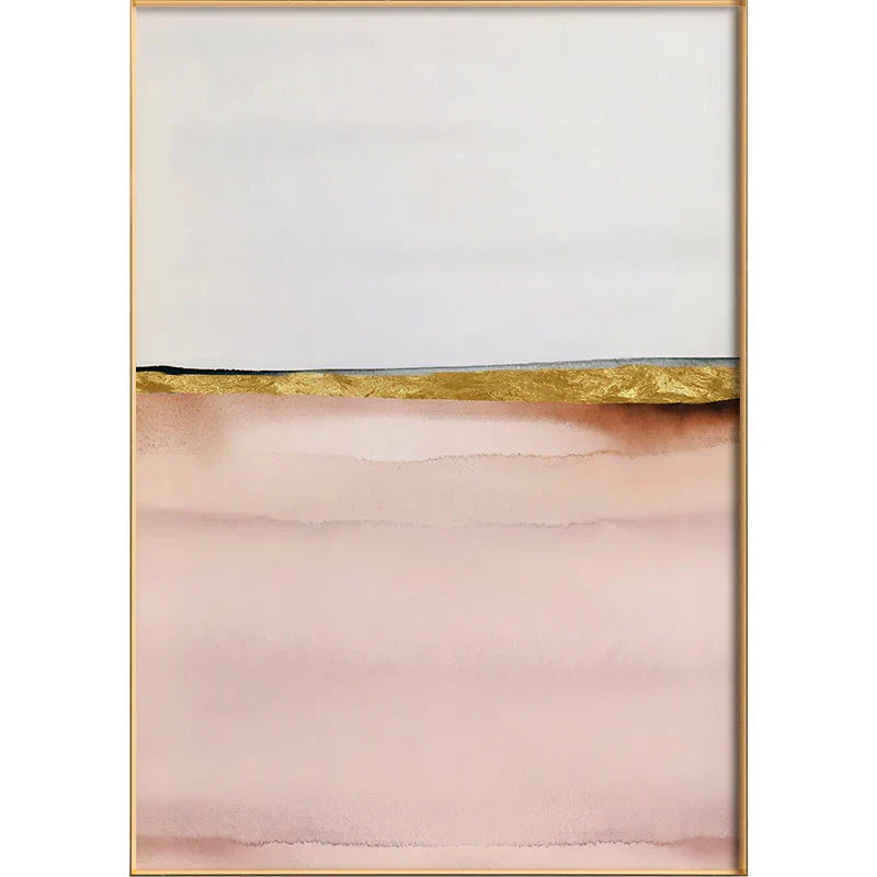 Chic Abstrakt Gylden Rosa Veggkunst Fin Kunst Lærredstrykk Moderne Bilder For Samtidsstue Soverom Hotellrom Kunstdekor | Skanto