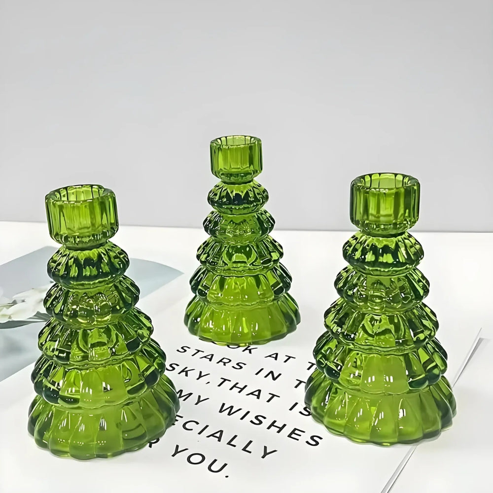 Skanto | LumiTree Glass-Lysestake Sett – 3-delt Tre-formet Borddekorasjon