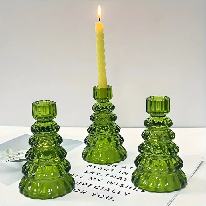 Skanto | LumiTree Glass Lysestake Sett – 3-delt Tre-formet Borddekorasjon