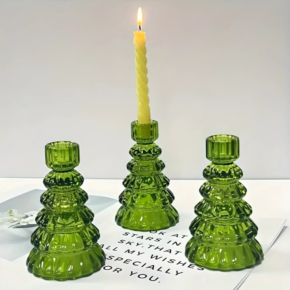 Skanto | LumiTree Glass-Lysestake Sett – 3-delt Tre-formet Borddekorasjon