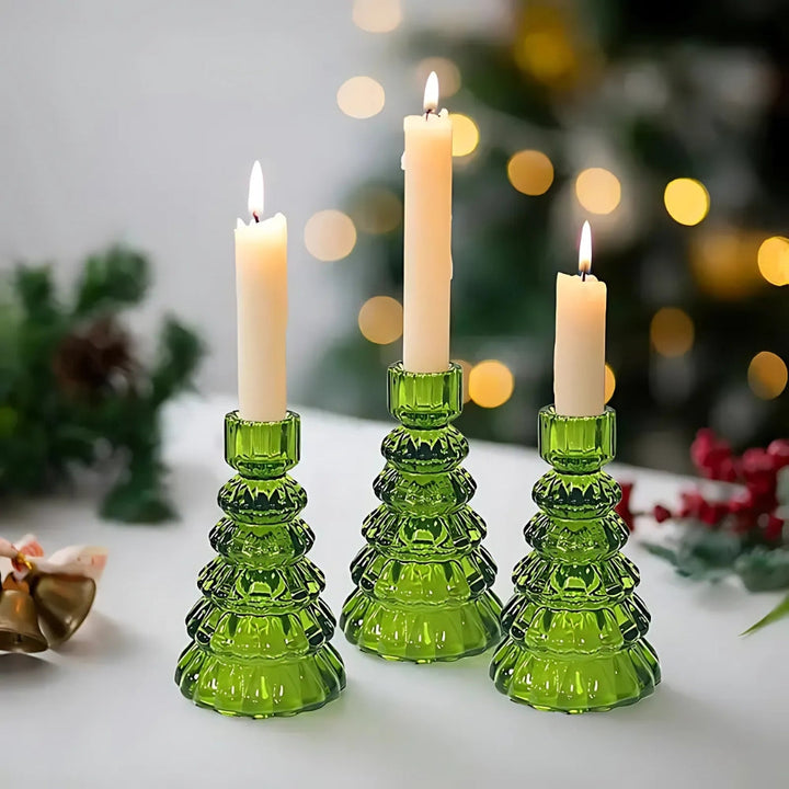 Skanto | LumiTree Glass Lysestake Sett – 3-delt Tre-formet Borddekorasjon