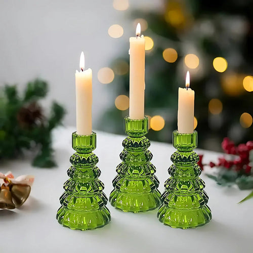 Skanto | LumiTree Glass Lysestake Sett – 3-delt Tre-formet Borddekorasjon