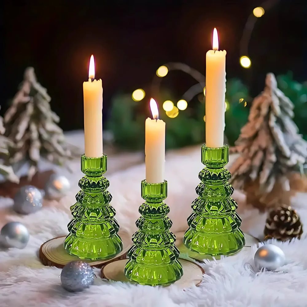 Skanto | LumiTree Glass Lysestake Sett – 3-delt Tre-formet Borddekorasjon