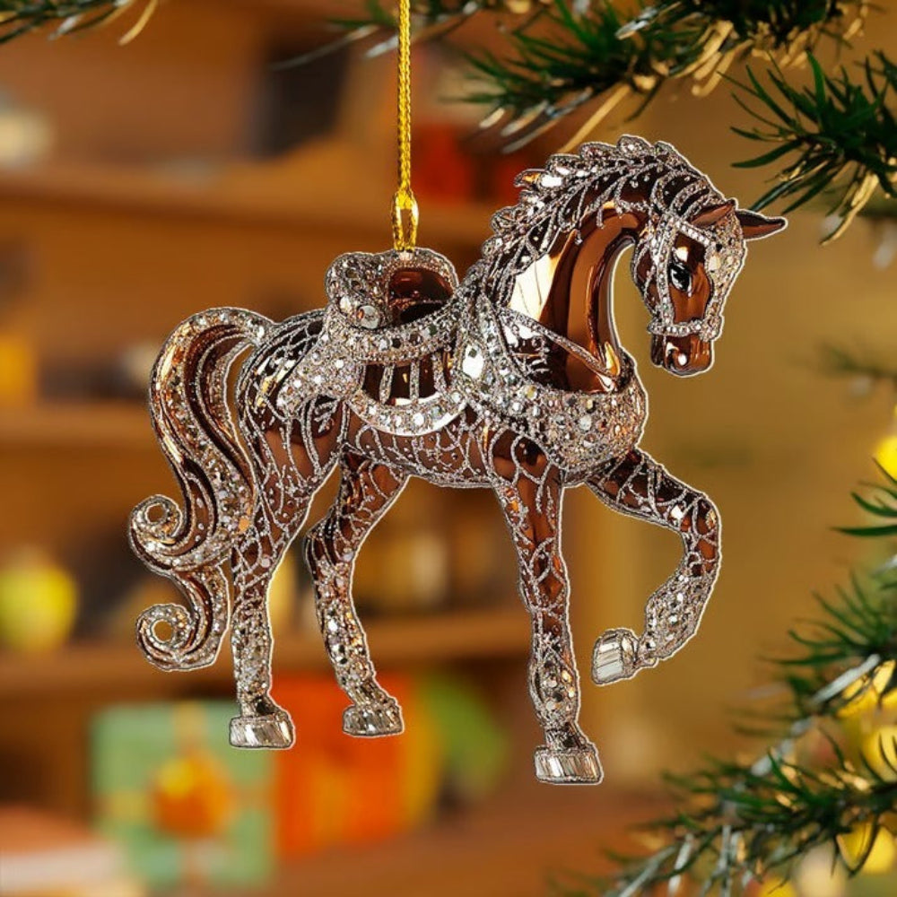 Skanto | Julehest Ornament Vintage Akryl Hengende Tredekorasjon
