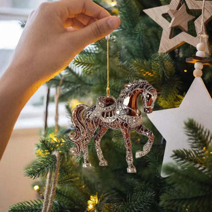 Skanto | Julehest Ornament Vintage Akryl Hengende Tredekorasjon