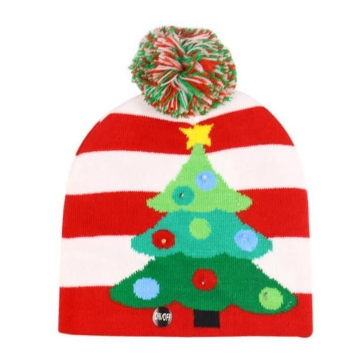 Skanto | 🎅LED Jule Strikkede Luer Lys opp Jule Beanie