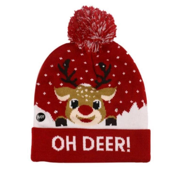 Skanto | 🎅LED Jule Strikkede Luer Lys opp Jule Beanie