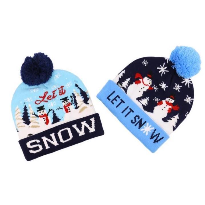 Skanto | 🎅LED Jule Strikkede Luer Lys opp Jule Beanie