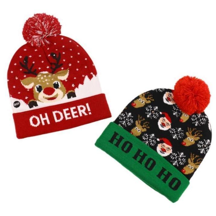 Skanto | 🎅LED Jule Strikkede Luer Lys opp Jule Beanie