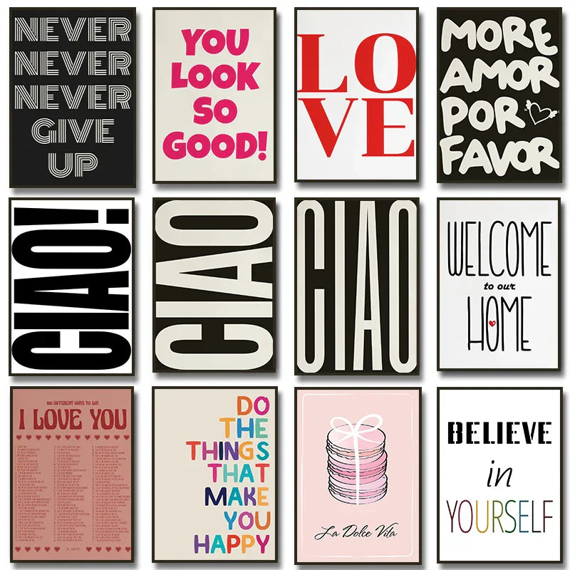 Ciao Plakat Veggkunst Kvalitetslerrettryk Enkle Frasebilder For Stue Soverom Kunst Vesentlige Inspirasjonsord For Moderne Liv | Skanto
