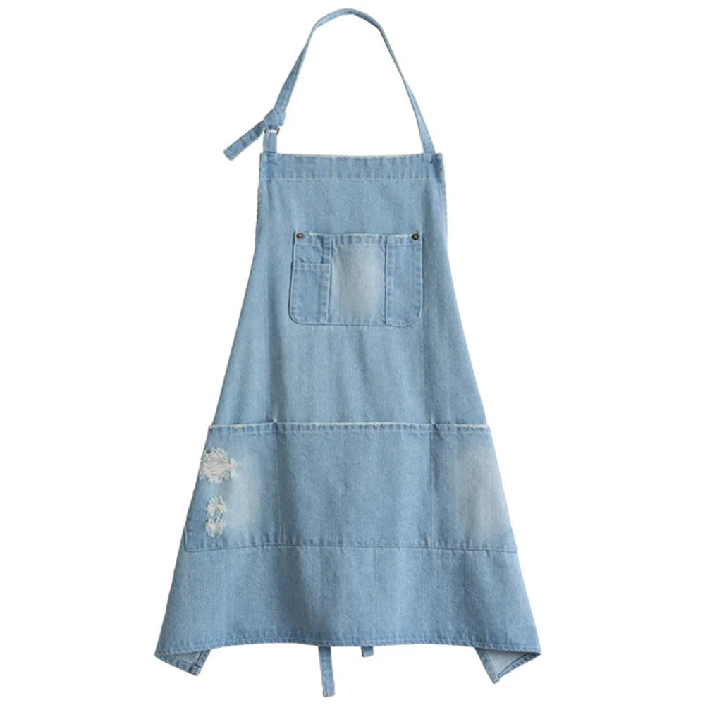 Skanto | Klassisk Blå Denim Forkle med Framlomme for Kjøkken & Hage