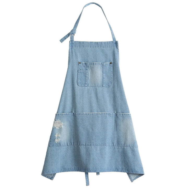 Skanto | Klassisk Blå Denim Lommer Forkle