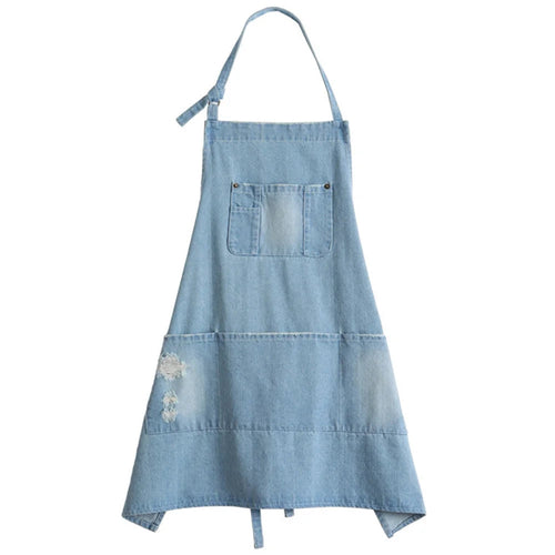 Skanto | Klassisk Blå Denim Lommer Forkle