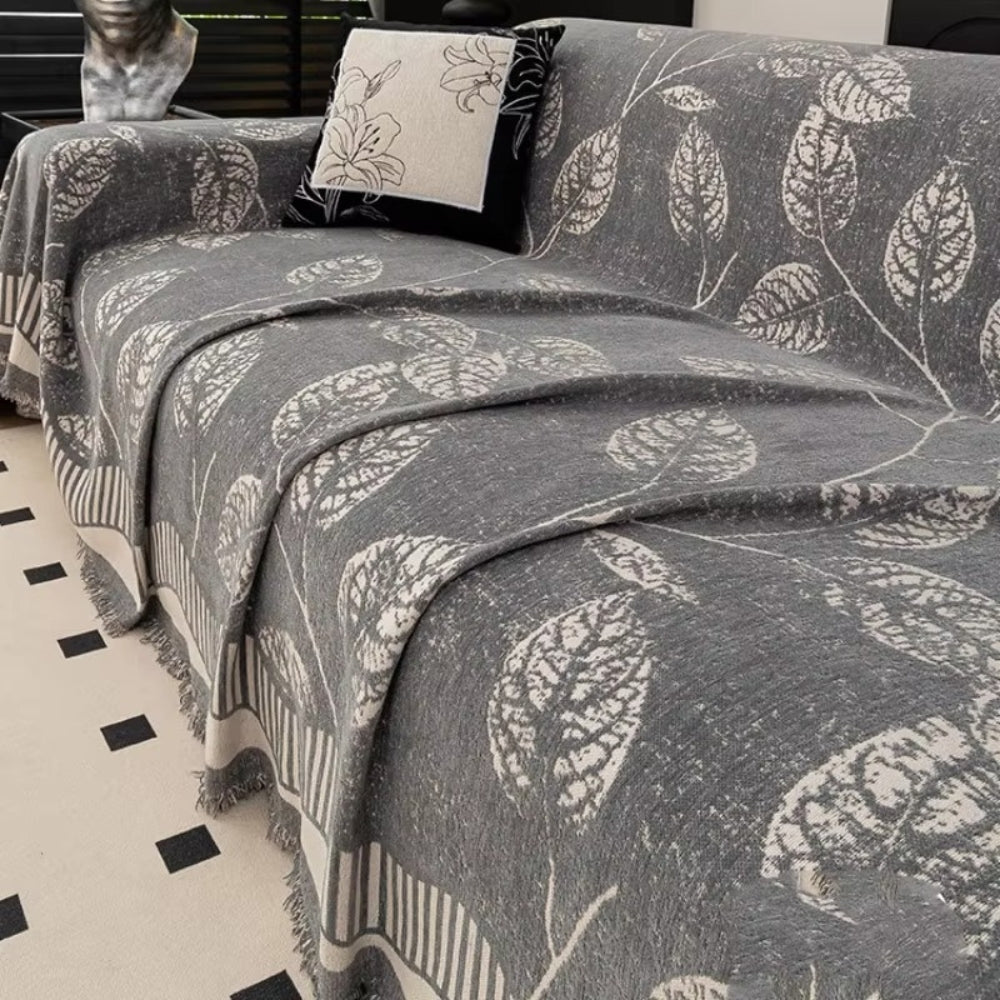 Skanto | Klassisk Chenille Blad Sofa Deksel