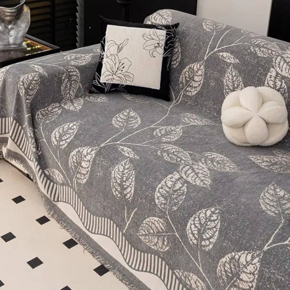 Skanto | Klassisk Chenille Blad Sofa Deksel