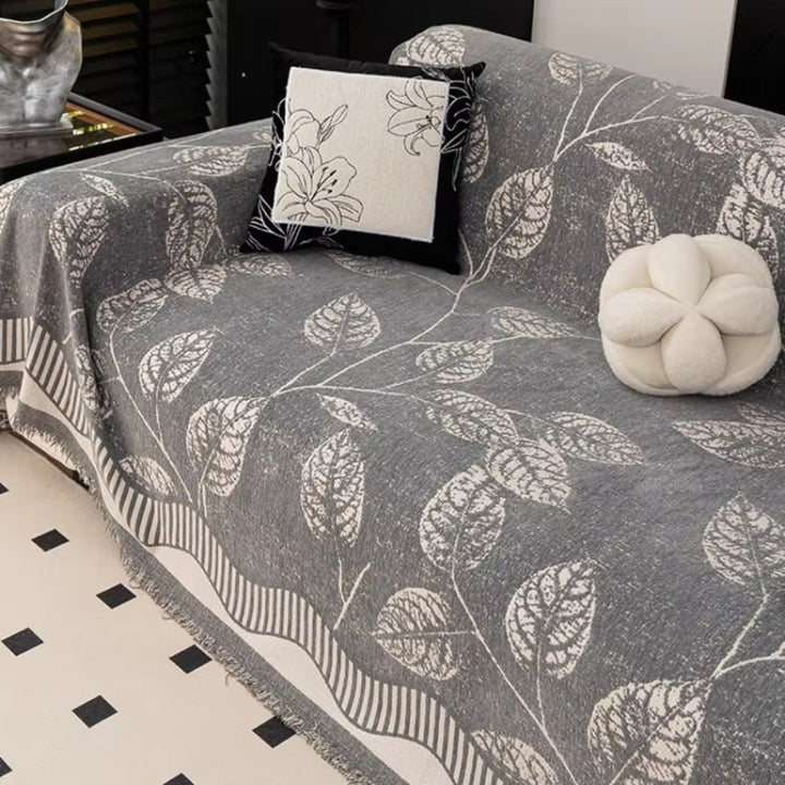 Skanto | Klassisk Chenille Blad Sofa Deksel