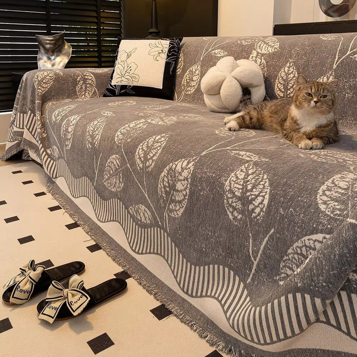 Skanto | Klassisk Chenille Blad Sofa Deksel