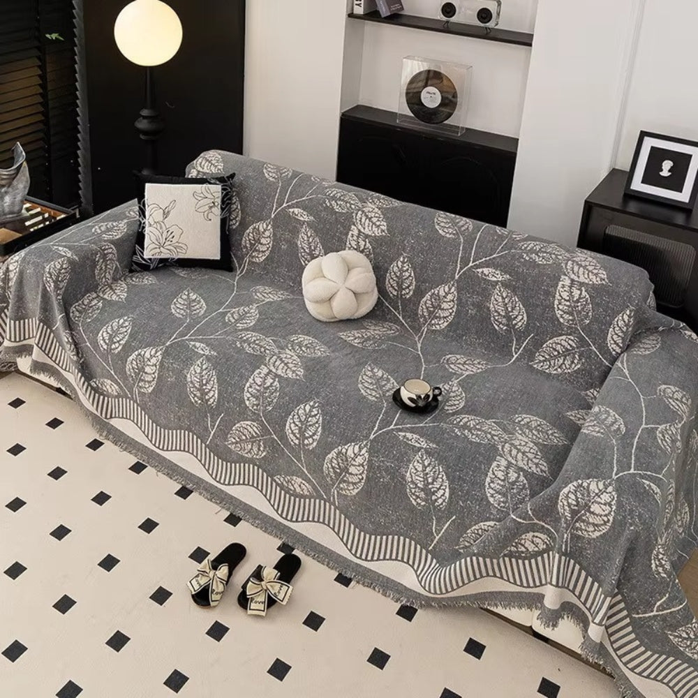 Skanto | Klassisk Chenille Blad Sofa Deksel
