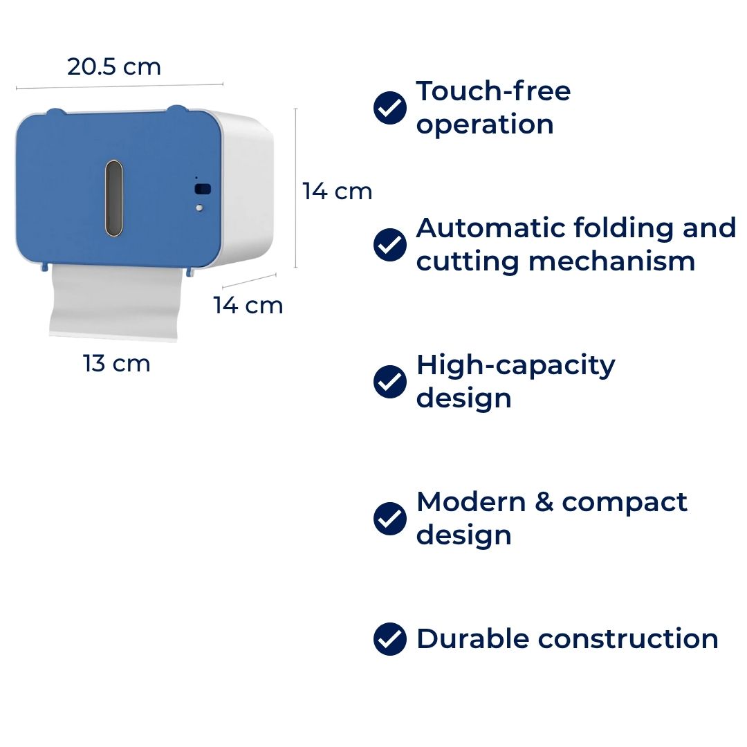 CleanGuard | Berøringsfri Toalettpapirdispenser – Sensorsensitiv – Auto-Fold Snitt – For Travle Toaletter Skanto
