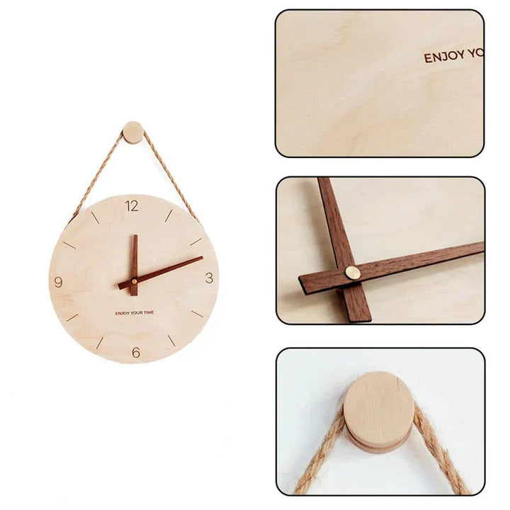 WoodHush Minimalist Veggklokke Skanto