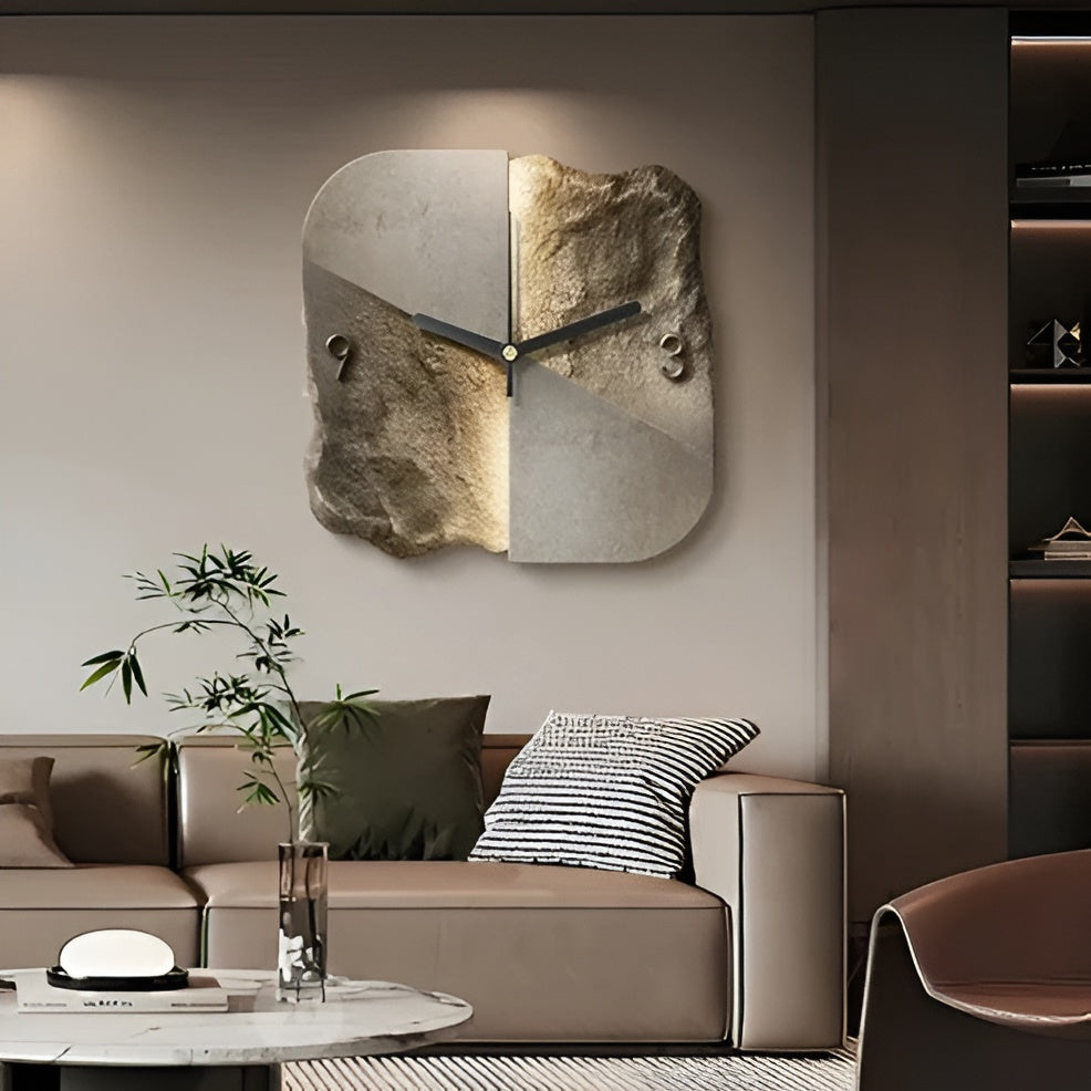 Sandstone Veggklokke – Moderne 3D Design | Dekorativ for Stuer og Kontorer | Skanto