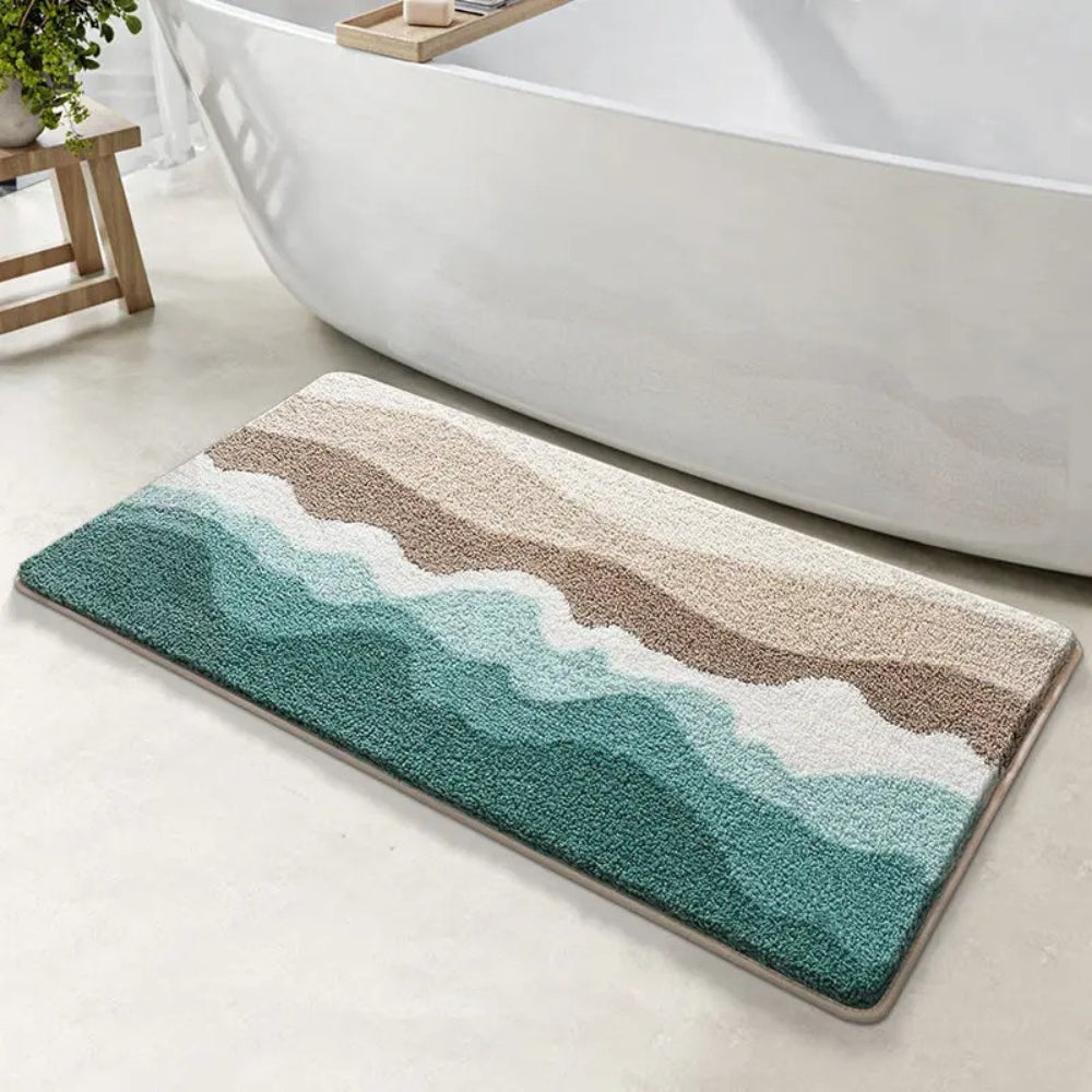 Skanto | Coastal Wave Pattern Non-Slip Bath Mat