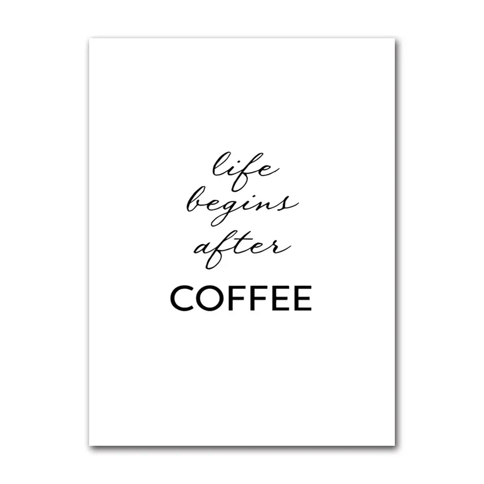 Coffee Lover Wall Art Fine Art Canvas Prints Black White Coffee Menu Poster Pictures For Kitchen Restaurant Coffee Shop Cafe Art Decor | Skanto