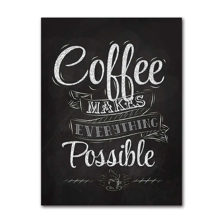 Coffee Lover Wall Art Fine Art Canvas Prints Black White Coffee Menu Poster Pictures For Kitchen Restaurant Coffee Shop Cafe Art Decor | Skanto