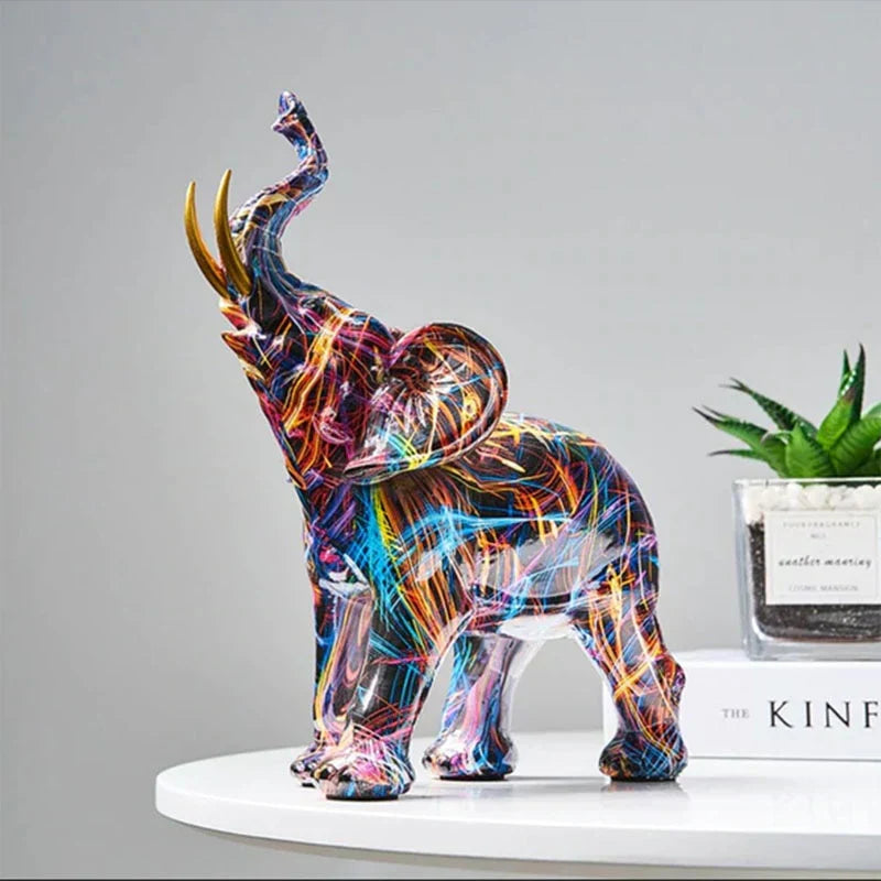 Skanto | ColorTrunk Livlig Elefant Skulptur Unik Vågal Design