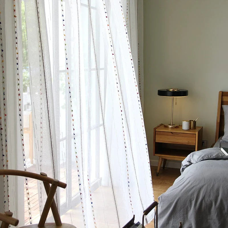 Fargerik stereoskopisk brodert gjennomsiktig gardin | Skanto