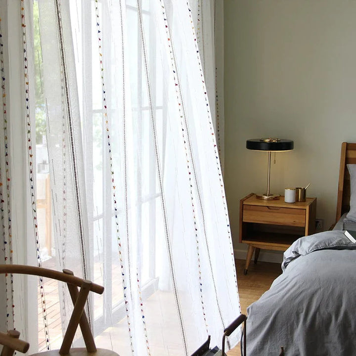 Fargerik stereoskopisk brodert gjennomsiktig gardin | Skanto