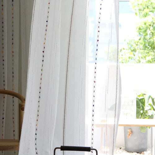 Fargerik stereoskopisk brodert gjennomsiktig gardin | Skanto