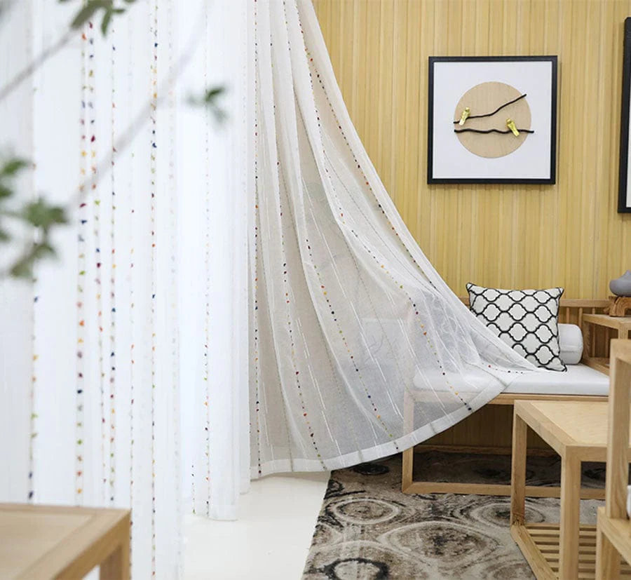 Fargerik stereoskopisk brodert gjennomsiktig gardin | Skanto