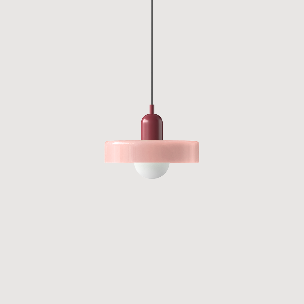 Bunte Glas-Pendelleuchte im Bauhaus-Stil