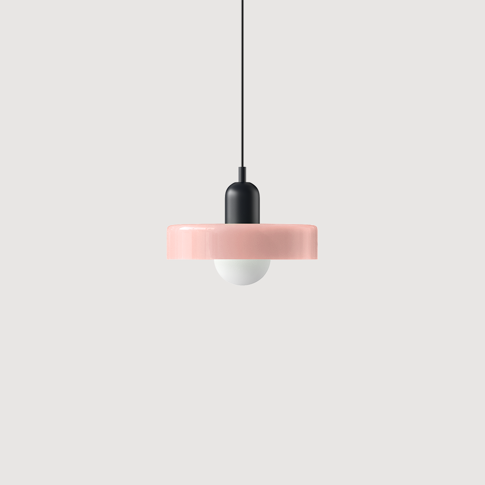 Bunte Glas-Pendelleuchte im Bauhaus-Stil
