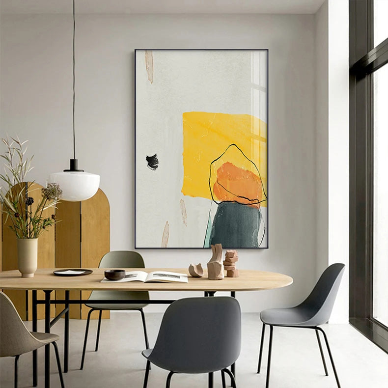 Colorful Minimalist Abstract Wall Art Fine Art Canvas Prints Orange Yellow Black Beige Pictures for Living Room Dining Room Nordic Home Decor | Skanto