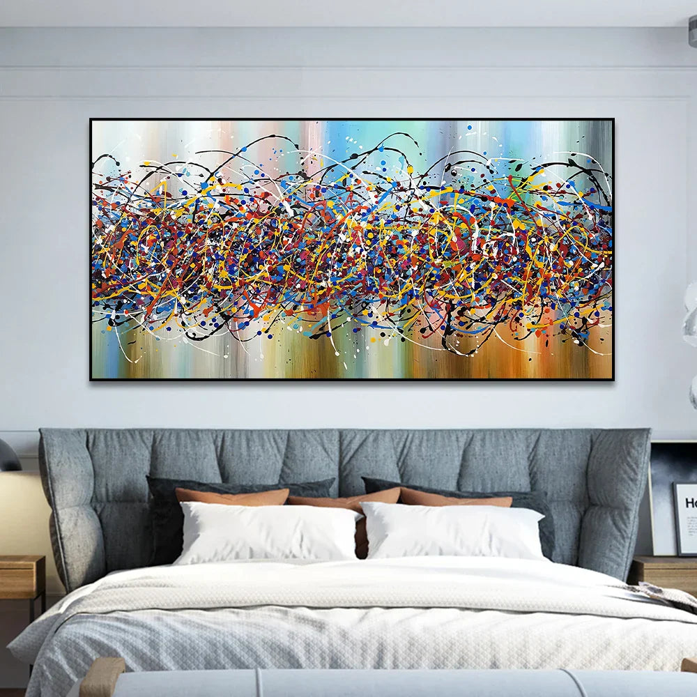 Fargede Kaos Fargeklatt Abstrakt Veggkunst Fin Kunst Lærredstrykk Bilde For Moderne Leilighet Stue Hjemmekontor Hotell Dekor | Skanto