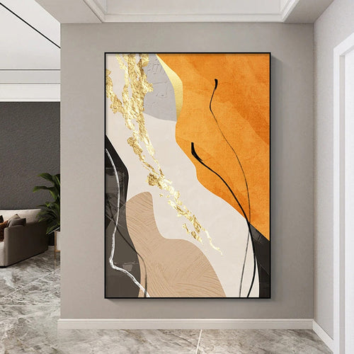 Earth Tones Nordic Abstract Geometric Wall Art Fine Art Canvas Print Green Brown Beige Orange Pictures For Living Room Dining Room Decor | Skanto