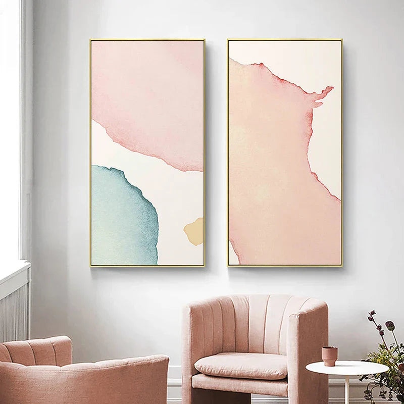 Fargerike pastellvannfarge-abstrakt veggkunst høykvalitets lerretstrykk bilder for moderne leilighet stue studio soverom kunstdekorasjon | Skanto