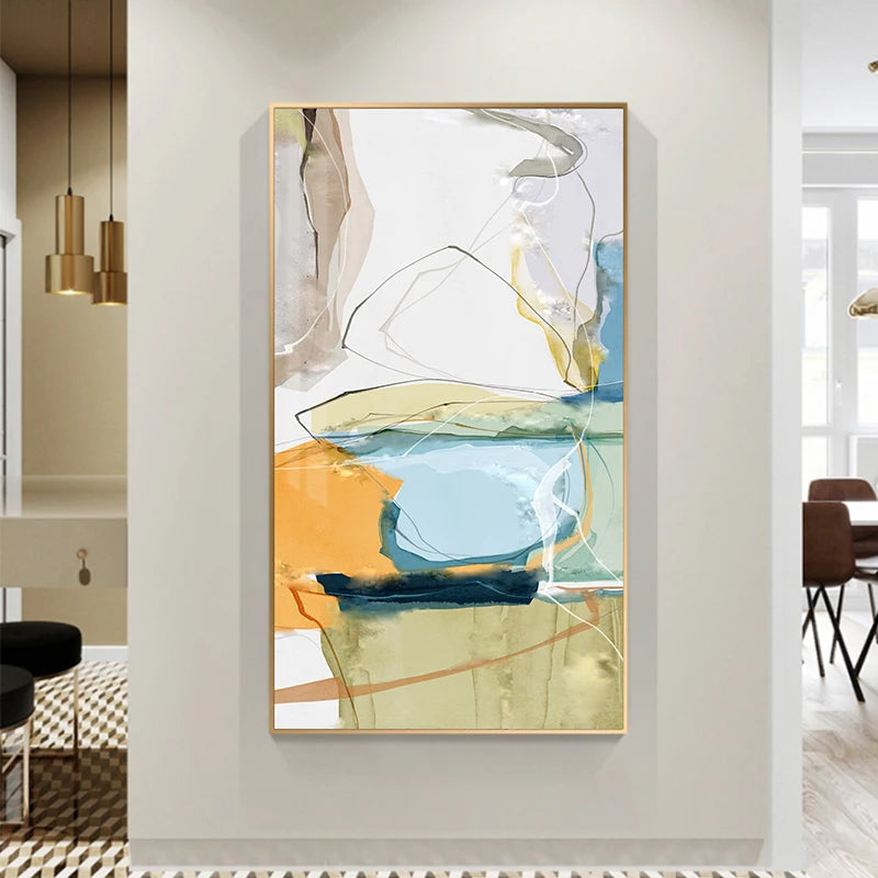Fargerike skandinaviske abstrakte veggkunst Fine Art lerretsutskrifter Moderne bilder for leilighet stue foyer inngangsområde kunst dekor | Skanto
