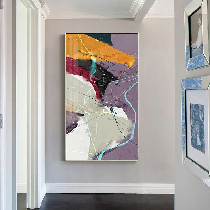 Fargerike skandinaviske abstrakte veggkunst Fine Art lerretsutskrifter Moderne bilder for leilighet stue foyer inngangsområde kunst dekor | Skanto