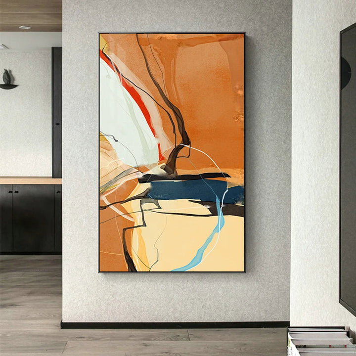 Fargerike skandinaviske abstrakte veggkunst Fine Art lerretsutskrifter Moderne bilder for leilighet stue foyer inngangsområde kunst dekor | Skanto