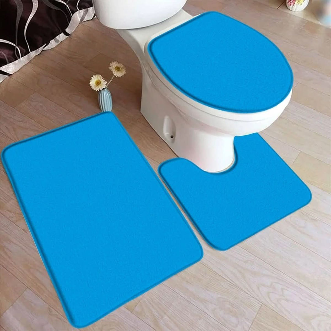 3-teiliges Badteppich-Set mit rutschfester Flanelloberfläche