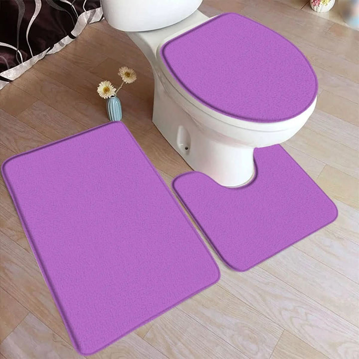 3-teiliges Badteppich-Set mit rutschfester Flanelloberfläche