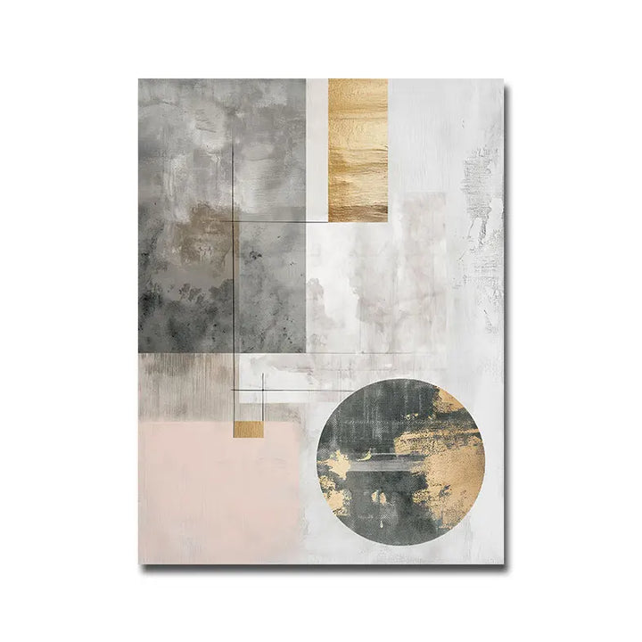 Samtidens abstrakt geometrisk fargeblokk veggkunst fine kunst lerretstrykk nøytrale fargebilder for moderne leilighet stuer skandinavisk interiørdesign | Skanto