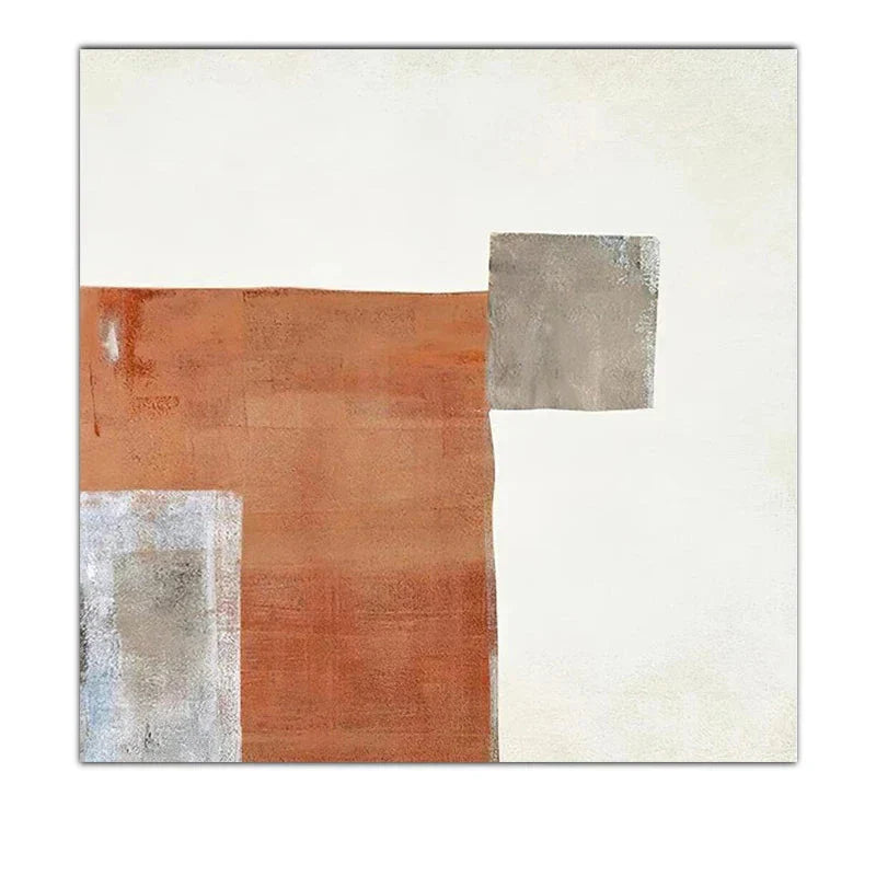 Moderne abstrakt oransje-beige fargeblokk veggkunst høykvalitets lerretstrykk kvadratisk format bilder for stue soverom kunst dekor | Skanto