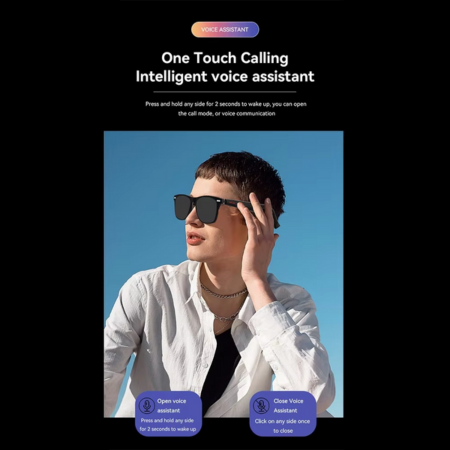 Intelligent Audio-Sonnenbrille med Touch-Steuerung, KI-Sprachassistent og UV-Schutz