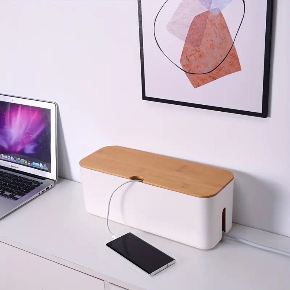 Skanto | Snor Ryddig Bambus Kabel Organizer Boks